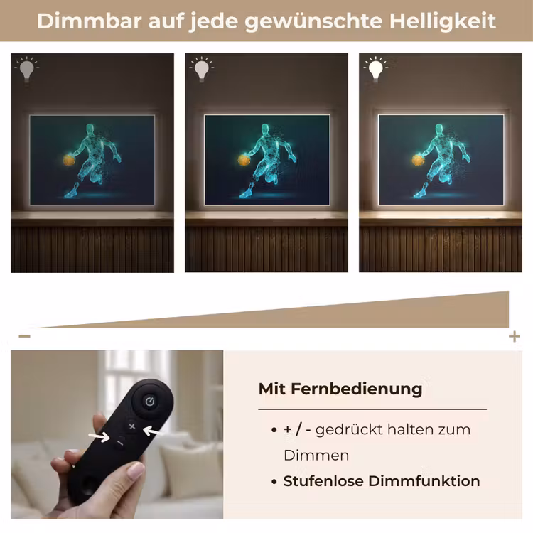 Basketbalspeler - Digitaal - Groen - Blauw Light Box met batterij (Wandlamp kind) middel -USP_dimbaarDE