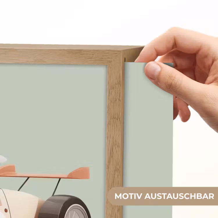 Beige - Raceauto - Groen Light Box met batterij (Wandlamp kind) middel -USP_websiteprintDE