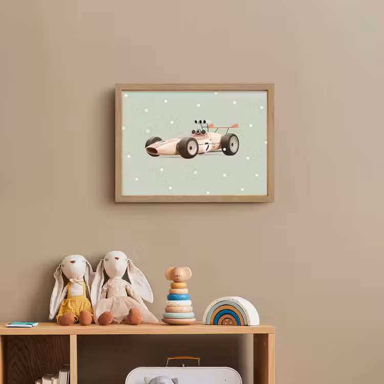 Beige - Raceauto - Stippen Light Box met batterij (Wandlamp kind) middel -sfeer2_kind