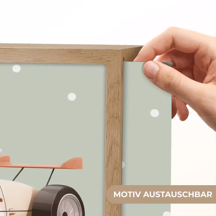 Beige - Raceauto - Stippen Light Box met batterij (Wandlamp kind) middel -USP_websiteprintDE