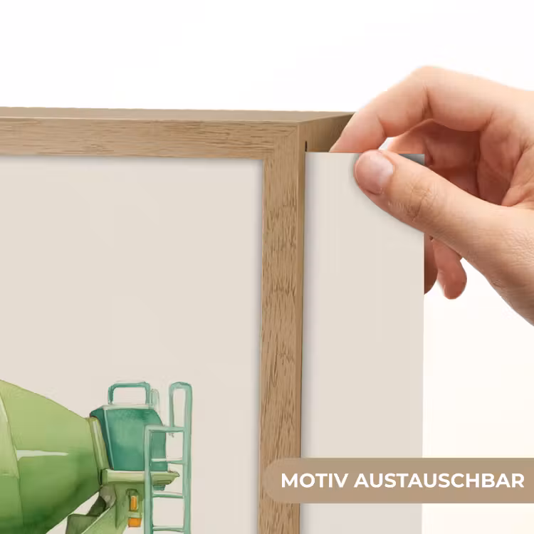 Betonwagen - Illustratie - Groen - Minimalistisch Light Box met batterij (Wandlamp kind) middel -USP_websiteprintDE