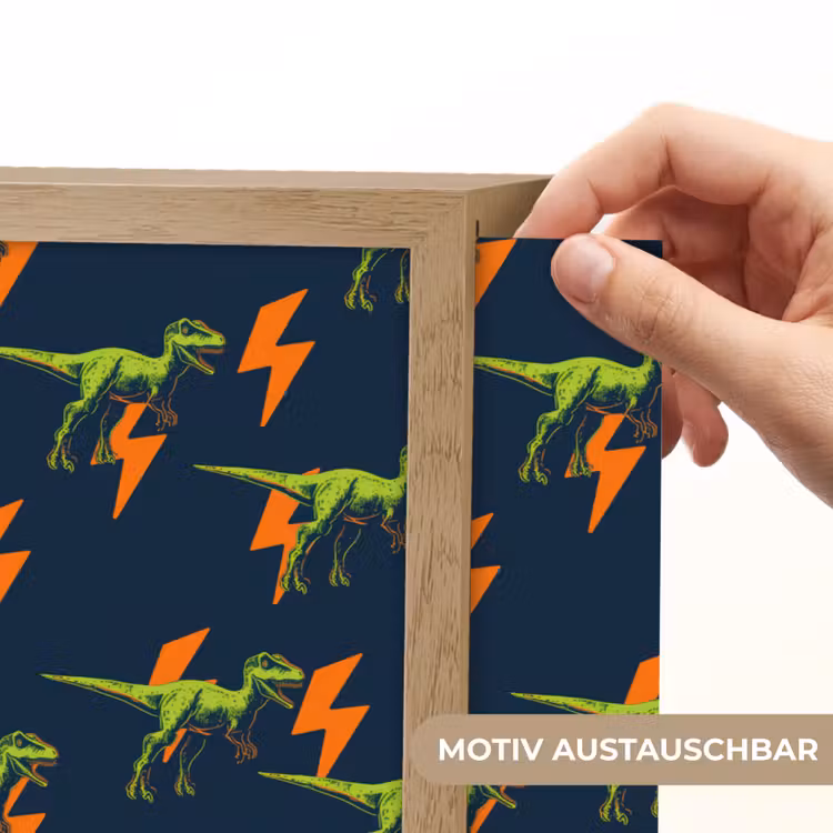 Bliksemschichten - Oranje - Dinosaurussen Light Box met batterij (Wandlamp kind) middel -USP_websiteprintDE