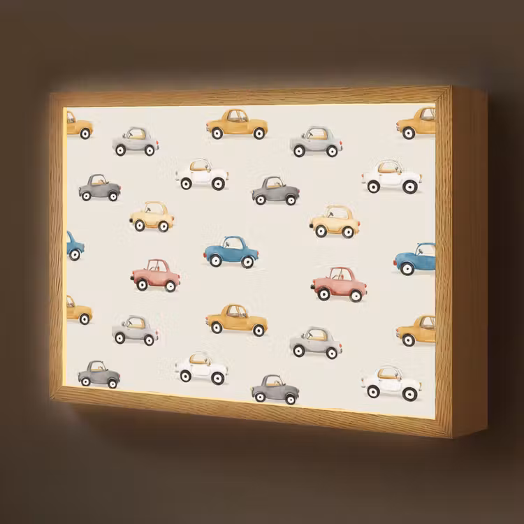 Kleurrijke - Retro - Autootjes Light Box met batterij (Wandlamp kind) middel -z3d_website