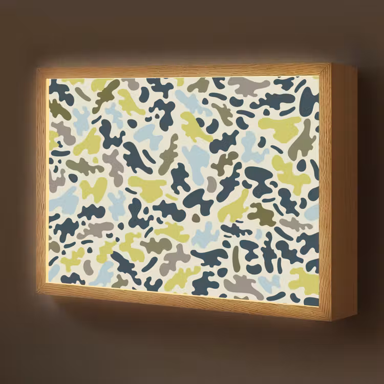 Camouflage - Groen - Blauw - Jongens - Kinderen Light Box met batterij (Wandlamp kind) middel -z3d_website