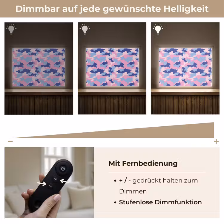 Camouflage - Patroon - Donkerblauw Light Box met batterij (Wandlamp kind) middel -USP_dimbaarDE