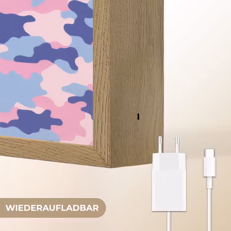 Camouflage - Patroon - Donkerblauw Light Box met batterij (Wandlamp kind) middel -USP_websiteoplaadbaarDE