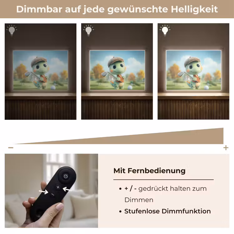 Cartoon - Dino - Groen - Golven Light Box met batterij (Wandlamp kind) middel -USP_dimbaarDE