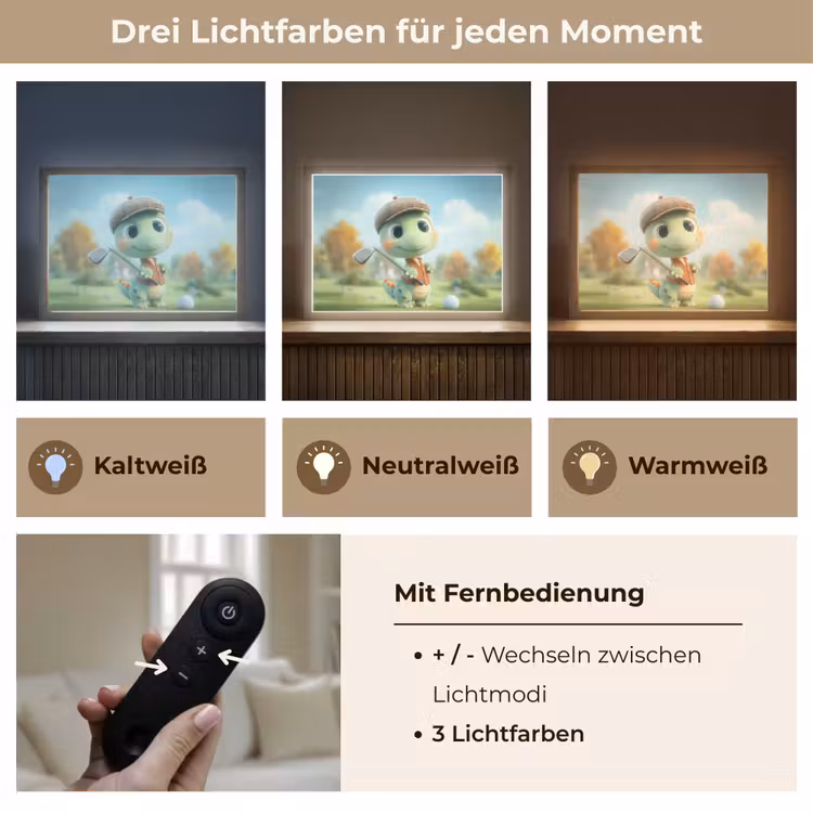 Cartoon - Dino - Groen - Golven Light Box met batterij (Wandlamp kind) middel -USP_lichtkleurDE