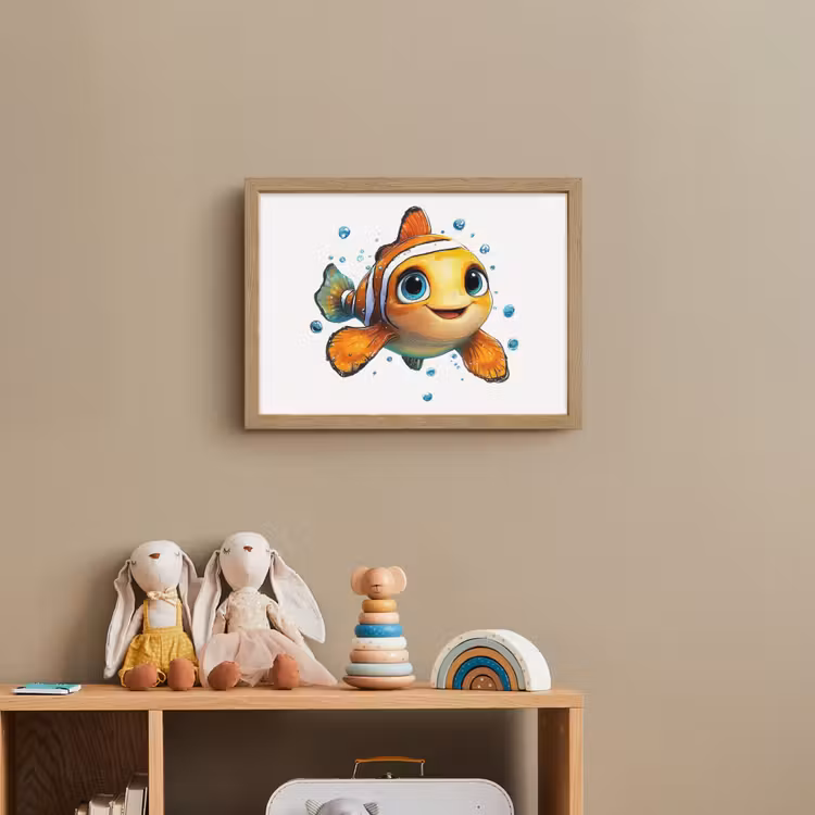 Clownvis - Oranje - Vis - Water Light Box met batterij (Wandlamp kind) middel -sfeer2_kind