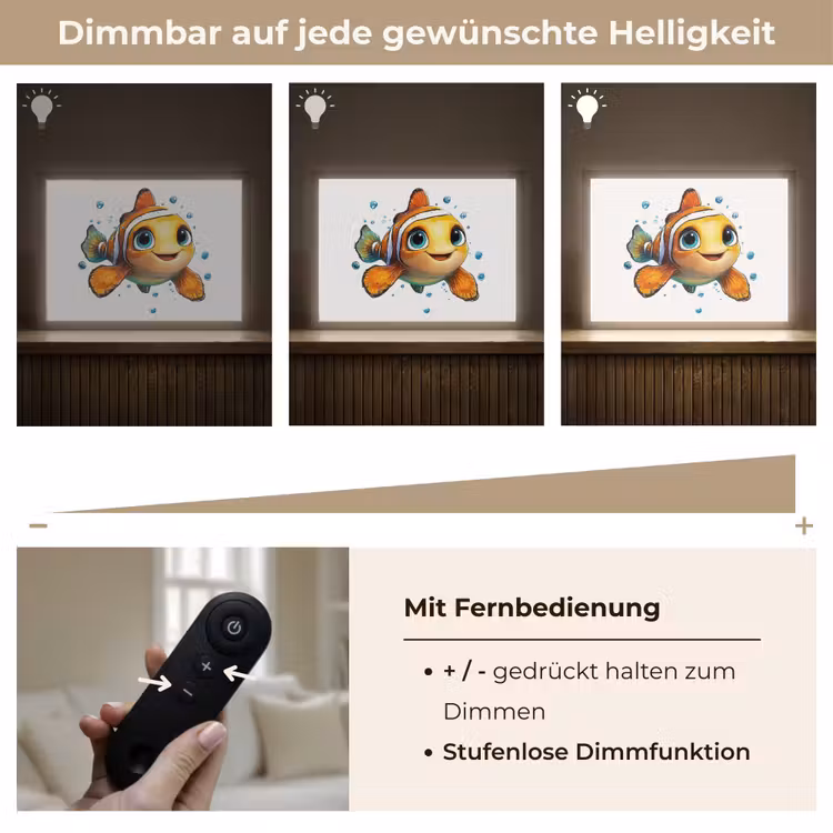 Clownvis - Oranje - Vis - Water Light Box met batterij (Wandlamp kind) middel -USP_dimbaarDE