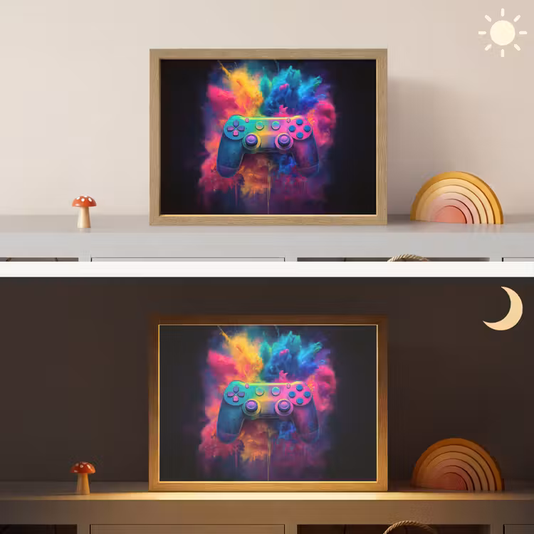 Controller - Neon - Explosie - Kleurrijk Light Box met batterij (Wandlamp kind) middel -sfeer3_kind