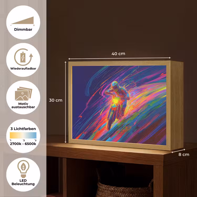Crossmotor - Neonkleuren - Lijnen - Helm Light Box met batterij (Wandlamp kind) middel -USP_websiteoverzichtDE