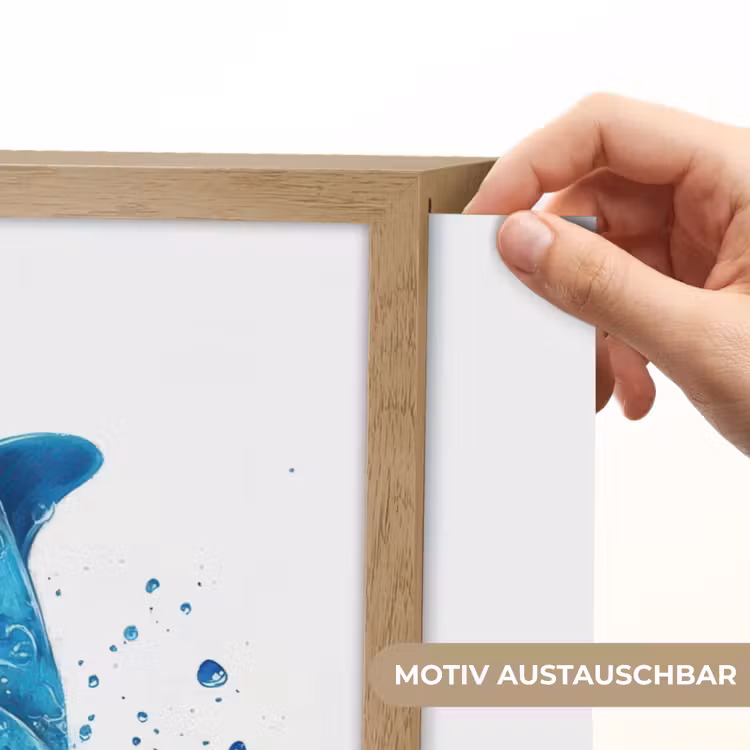 Dolfijn - Blauw - Water - Druppels Light Box met batterij (Wandlamp kind) middel -USP_websiteprintDE