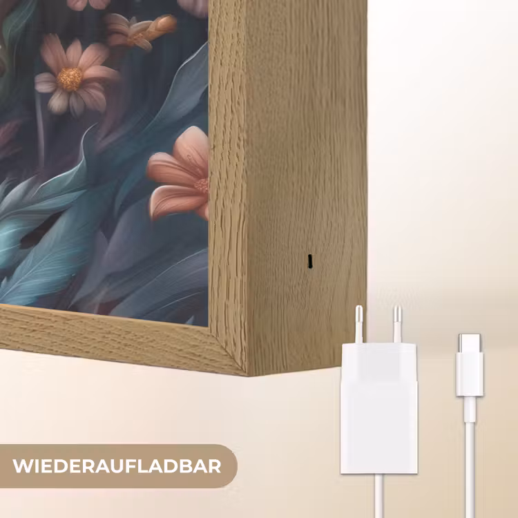 Dolfijn - Vissen - Onderwaterwereld - Bloemen Light Box met batterij (Wandlamp kind) middel -USP_websiteoplaadbaarDE