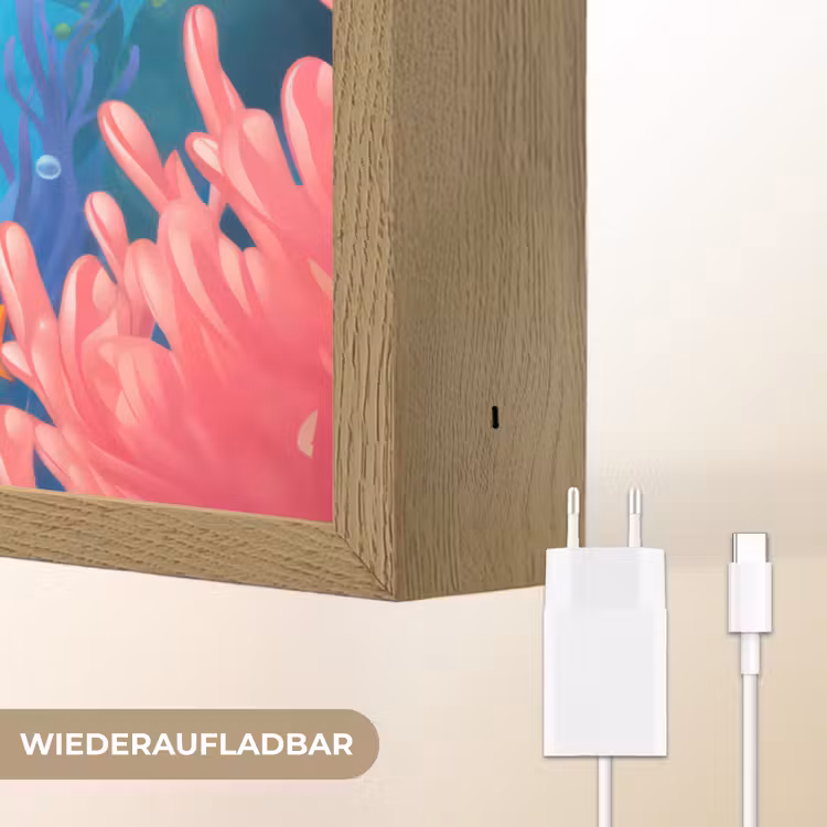 Dolfijn - Zeedieren - Onderwater - Kinderen - Meisjes Light Box met batterij (Wandlamp kind) middel -USP_websiteoplaadbaarDE