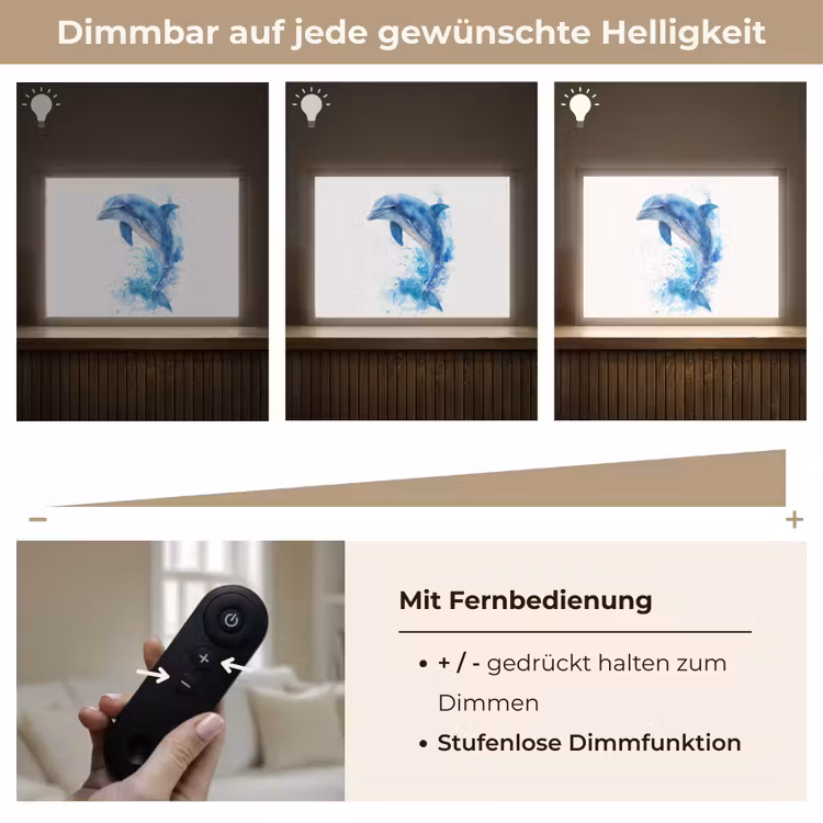 Dolfijn - Water - Blauw Light Box met batterij (Wandlamp kind) middel -USP_dimbaarDE