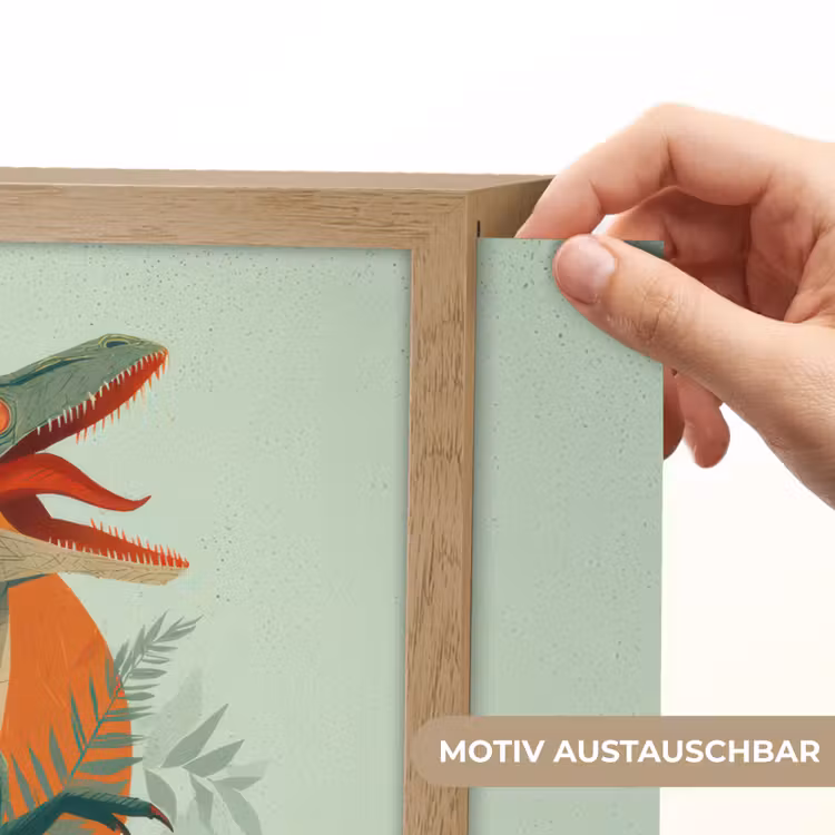 Dino - Bladeren - Grafisch - Groen Light Box met batterij (Wandlamp kind) middel -USP_websiteprintDE