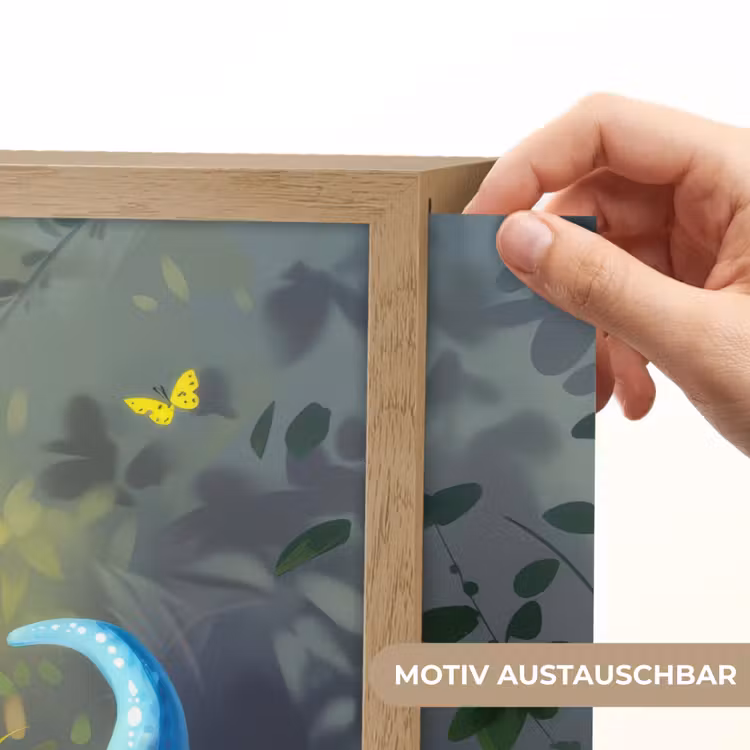 Dino - Blauw - Baby - Dinosaurus Light Box met batterij (Wandlamp kind) middel -USP_websiteprintDE
