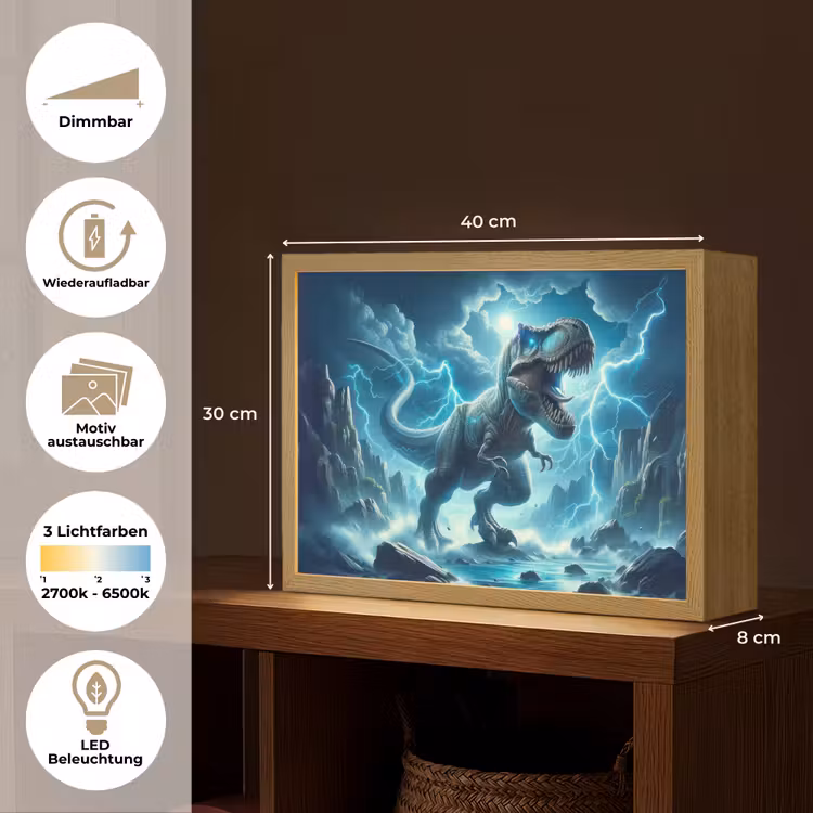 Dino - Blauw - Jongens Light Box met batterij (Wandlamp kind) middel -USP_websiteoverzichtDE