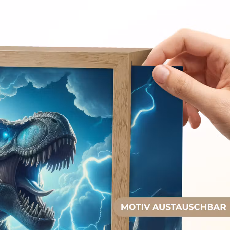 Dino - Blauw - Jongens Light Box met batterij (Wandlamp kind) middel -USP_websiteprintDE