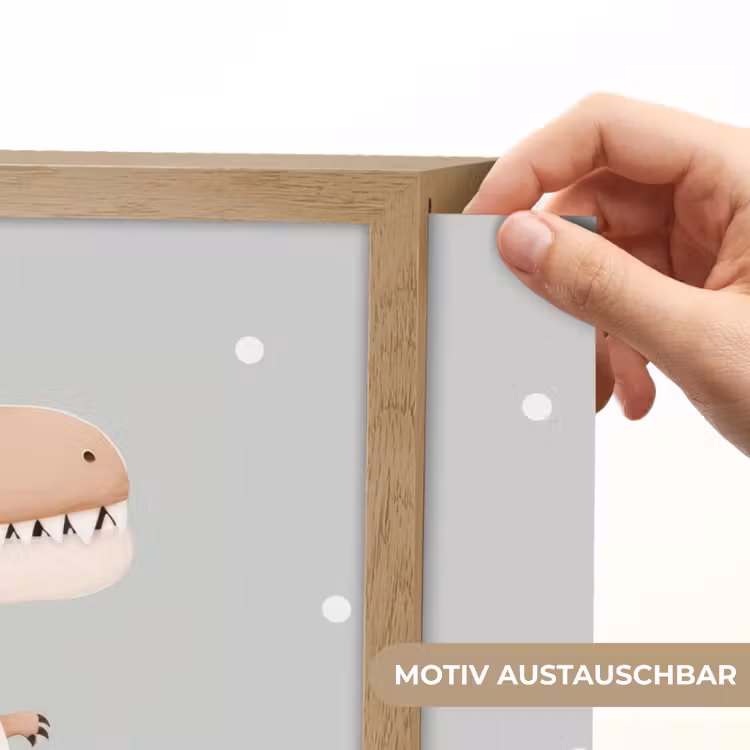 Dino - Bloemen - Blauw - Stippen Light Box met batterij (Wandlamp kind) middel -USP_websiteprintDE