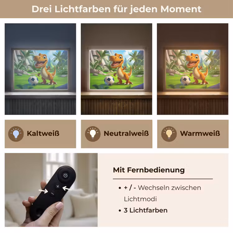 Dino - Voetbal - Groen Light Box met batterij (Wandlamp kind) middel -USP_lichtkleurDE