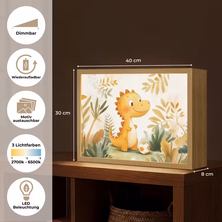 Dino - Voetbal - Oranje Light Box met batterij (Wandlamp kind) middel -USP_websiteoverzichtDE