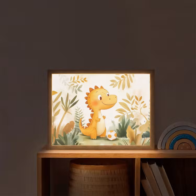 Dino - Voetbal - Oranje Light Box met batterij (Wandlamp kind) middel -sfeer1_kind