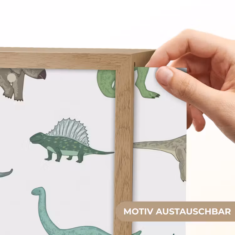 Dino - Groen - Jongens - Dinosaurus - Blauw Light Box met batterij (Wandlamp kind) middel -USP_websiteprintDE