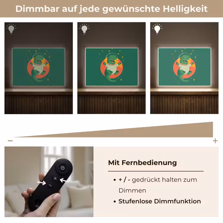 Dino - Groen - Planeet Light Box met batterij (Wandlamp kind) middel -USP_dimbaarDE