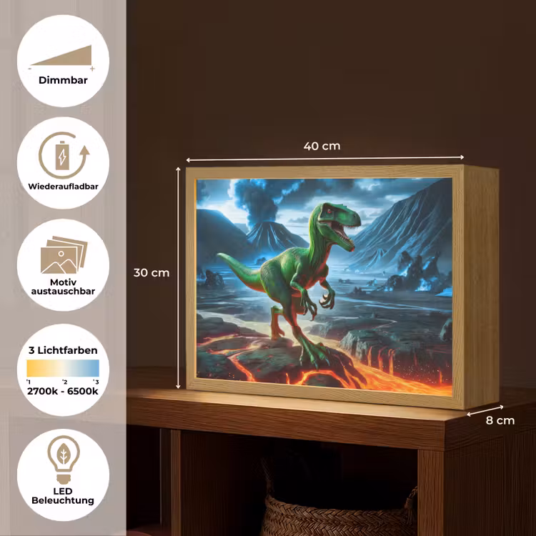 Dino - Lava - Groen - Jongens Light Box met batterij (Wandlamp kind) middel -USP_websiteoverzichtDE