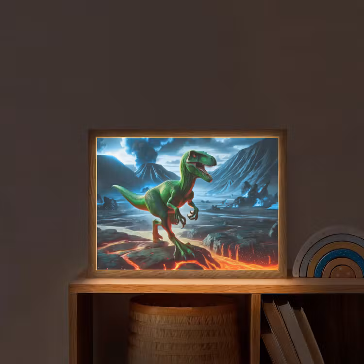 Dino - Lava - Groen - Jongens Light Box met batterij (Wandlamp kind) middel -sfeer1_kind