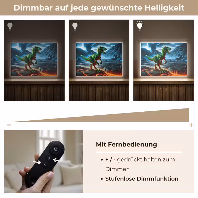 Dino - Lava - Groen - Jongens Light Box met batterij (Wandlamp kind) middel -USP_dimbaarDE