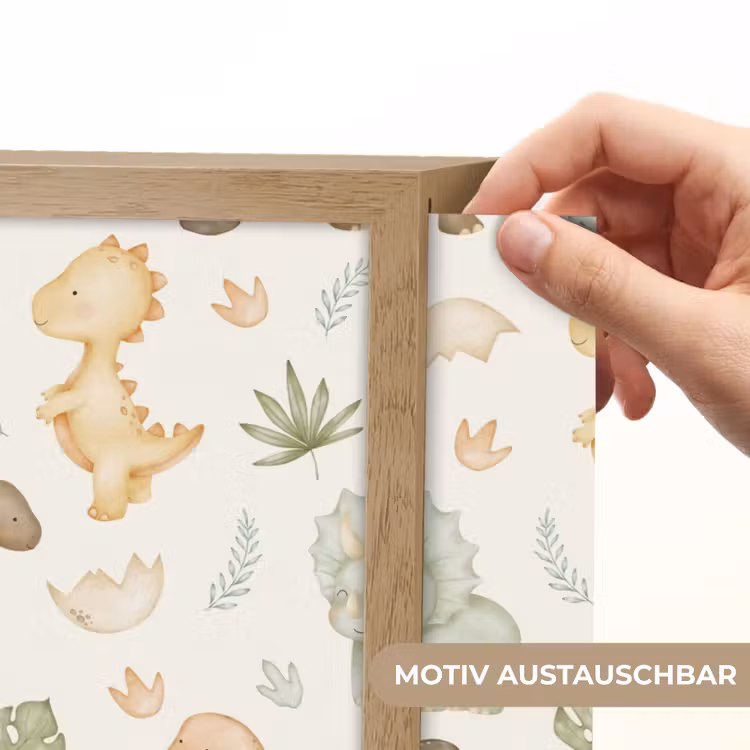 Dino - Patroon - Pastel Light Box met batterij (Wandlamp kind) middel -USP_websiteprintDE