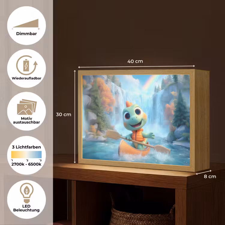 Dino - Natuur - Waterval Light Box met batterij (Wandlamp kind) middel -USP_websiteoverzichtDE