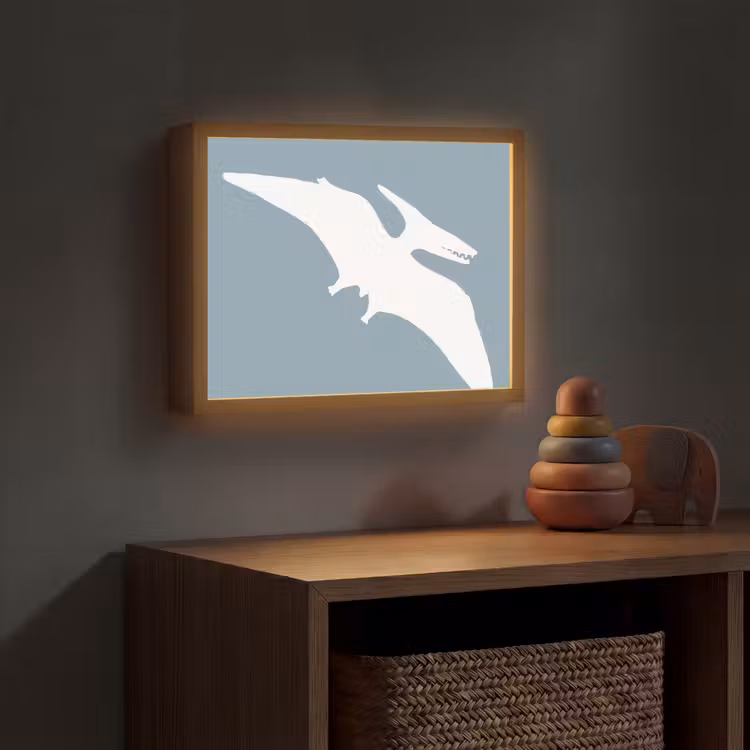 Dino - Pteranodon - Dinosaurus - Blauw Light Box met batterij (Wandlamp kind) middel -sfeer5_kind