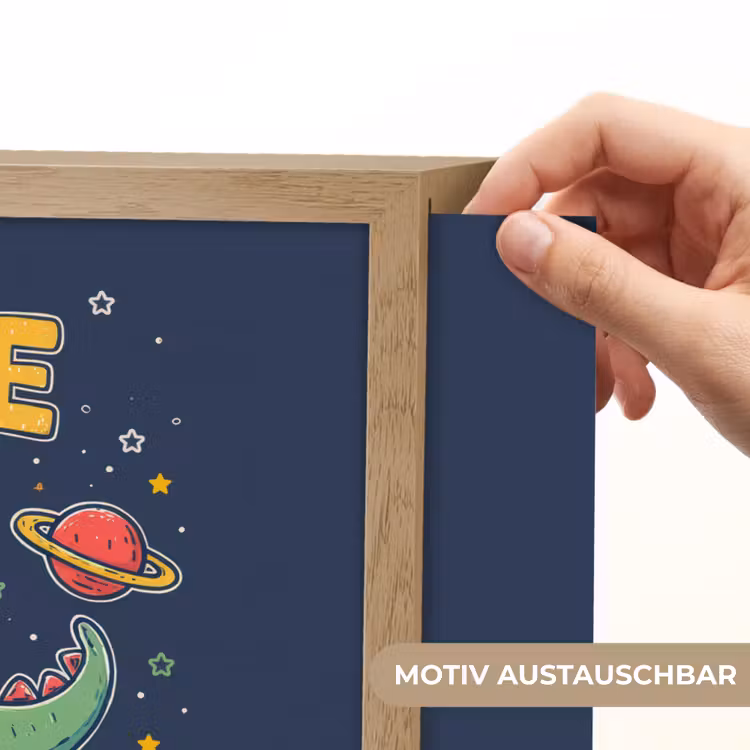 Dino - Raket - Kleurrijk Light Box met batterij (Wandlamp kind) middel -USP_websiteprintDE
