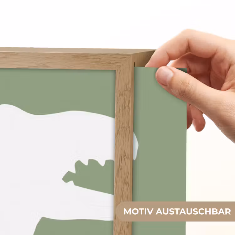 Dino - T-rex - Dinosaurus - Groen - Tyrannosaurus rex Light Box met batterij (Wandlamp kind) middel -USP_websiteprintDE