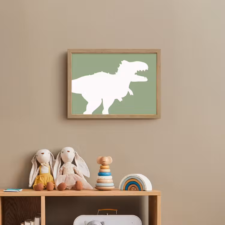 Dino - T-rex - Dinosaurus - Groen - Tyrannosaurus rex Light Box met batterij (Wandlamp kind) middel -sfeer2_kind