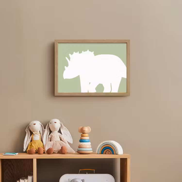 Dino - Triceratops - Dinosaurus - Groen Light Box met batterij (Wandlamp kind) middel -sfeer2_kind