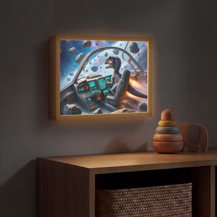 Dino - Ruimte - Jongens Light Box met batterij (Wandlamp kind) middel -sfeer5_kind