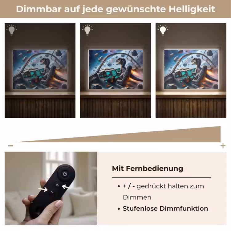 Dino - Ruimte - Jongens Light Box met batterij (Wandlamp kind) middel -USP_dimbaarDE