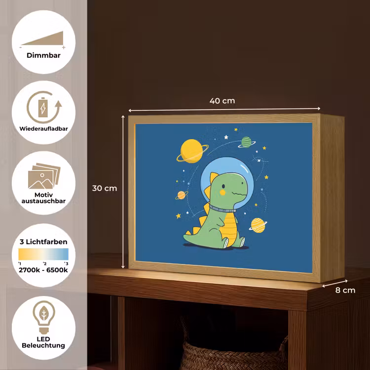 Dino - Ruimte - Planeten Light Box met batterij (Wandlamp kind) middel -USP_websiteoverzichtDE