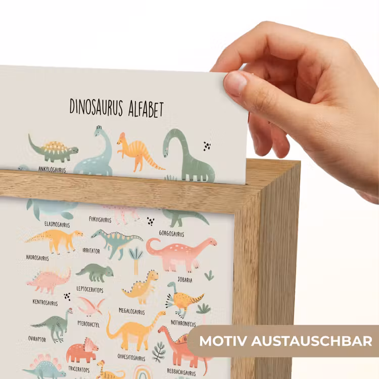 Dinosaurus alfabet - Leren voor kinderen - Dino's - Educatief Light Box met kabel (Wandlamp kind) klein -USP_websiteprintDE
