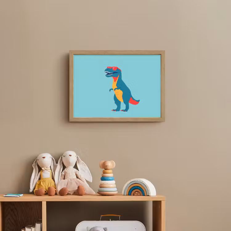 Dinosaurus - Blauw - Zonnebril Light Box met batterij (Wandlamp kind) middel -sfeer2_kind