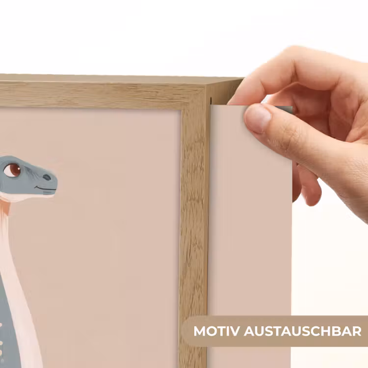 Dinosaurus - Planten - Beige Light Box met batterij (Wandlamp kind) middel -USP_websiteprintDE