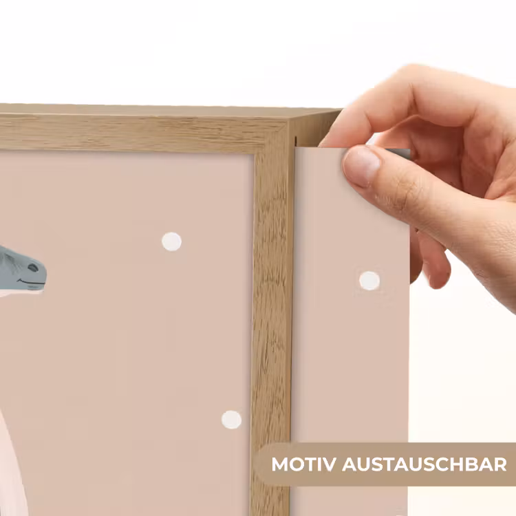 Dinosaurus - Planten - Beige - Stippen Light Box met batterij (Wandlamp kind) middel -USP_websiteprintDE
