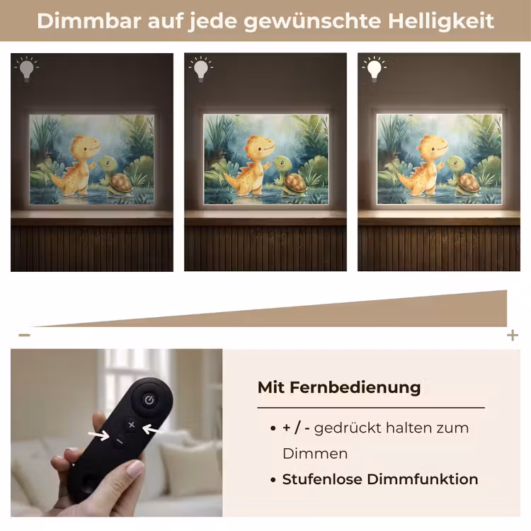 Dinosaurus - Schildpad - Illustratie - Aquarel Light Box met batterij (Wandlamp kind) middel -USP_dimbaarDE
