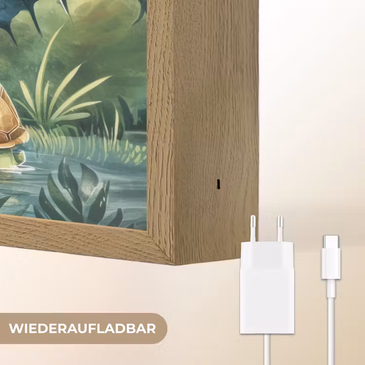 Dinosaurus - Schildpad - Illustratie - Aquarel Light Box met batterij (Wandlamp kind) middel -USP_websiteoplaadbaarDE
