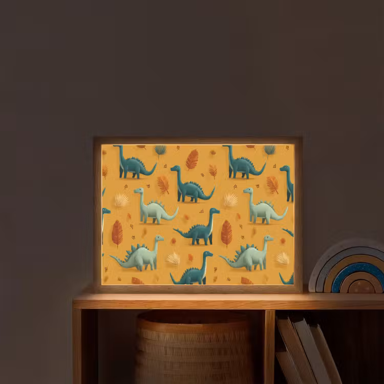 Dinosaurussen - Stekels - Herfstbladeren - Bruin Light Box met batterij (Wandlamp kind) middel -sfeer1_kind